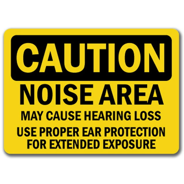Panneau de Précaution - Zone de Bruit Peut Causer l'Utilisation de Hearing Loss Protection des Oreilles pour Exposition Prolongée - Panneau de Sécurité OSHA 10 Pouces X 14 Pouces