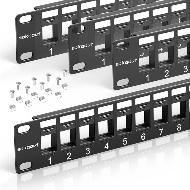 Panel de conexión Keystone Sokqovt, 24 puertos, Cat6, 1U, 19 pulgadas (paquete de 4)