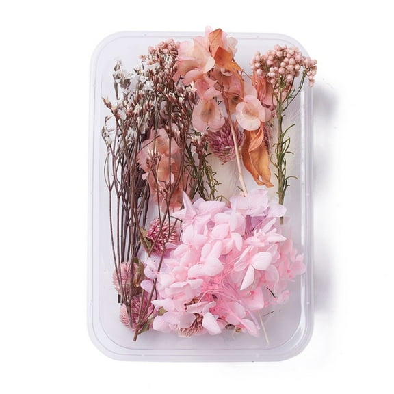 Dried Flowers DIY Candle Soap Making Accessories with Plastic Rectangle box Pink 2.2~15.5x1.7~7.6cm