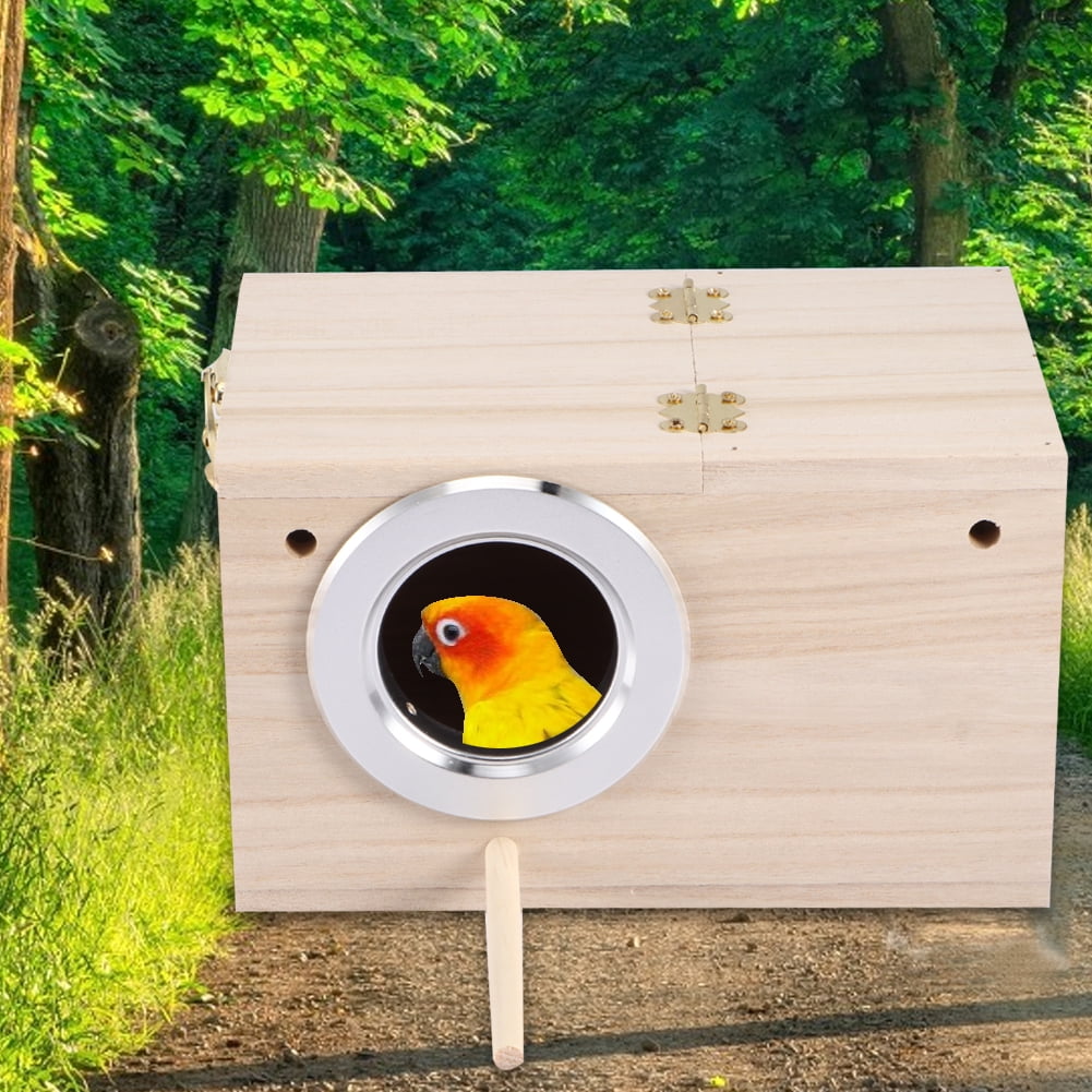 Kritne Bird Breeding Box,12x12x19.5cm Wooden Bird House Pet Warm