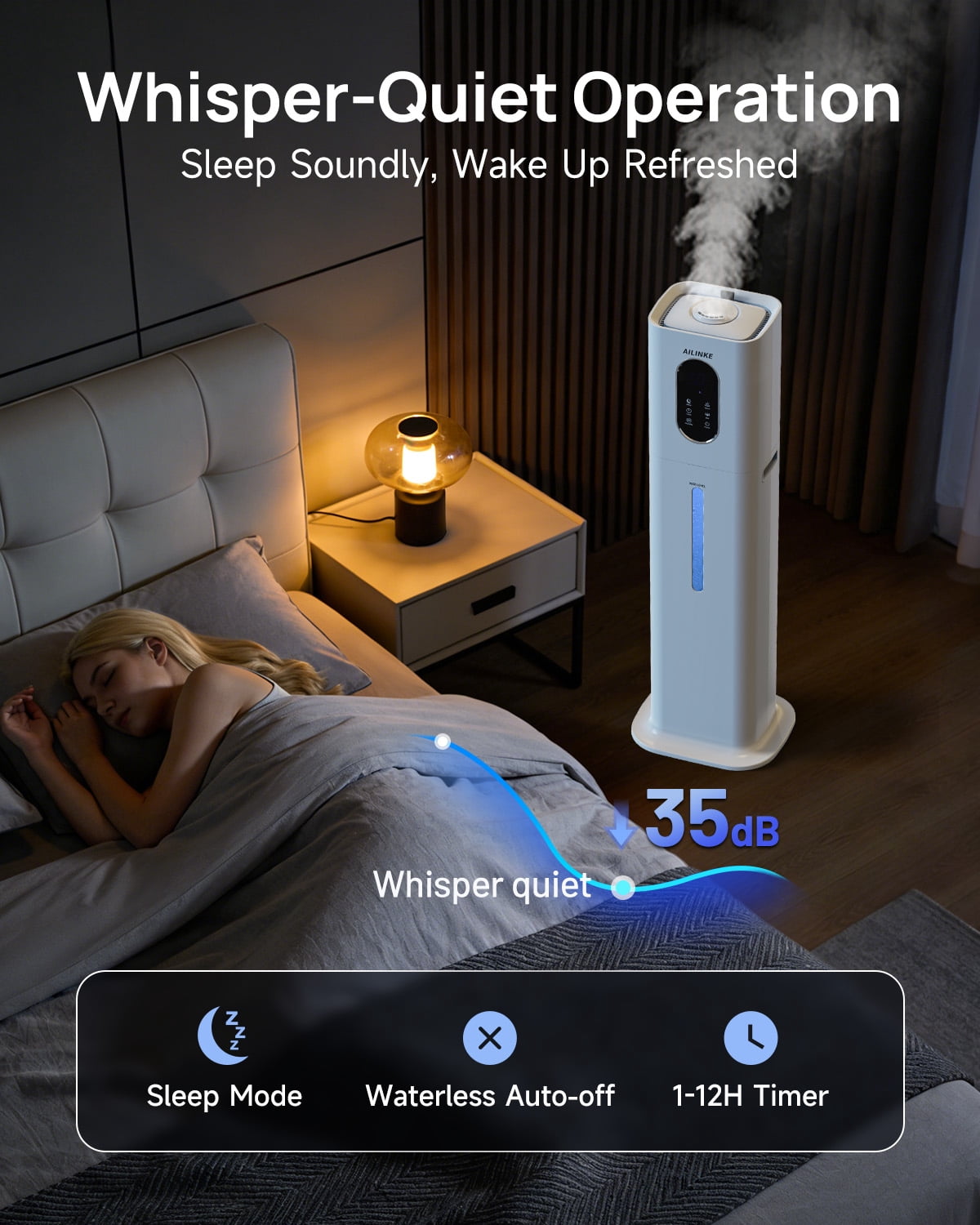 Warm Mist Humidifier, 2.1 Gallon/8 Liter Cool & Warm Mist Humidifier for Room Home, 500 Sq Ft Large Room Humidifier, White
