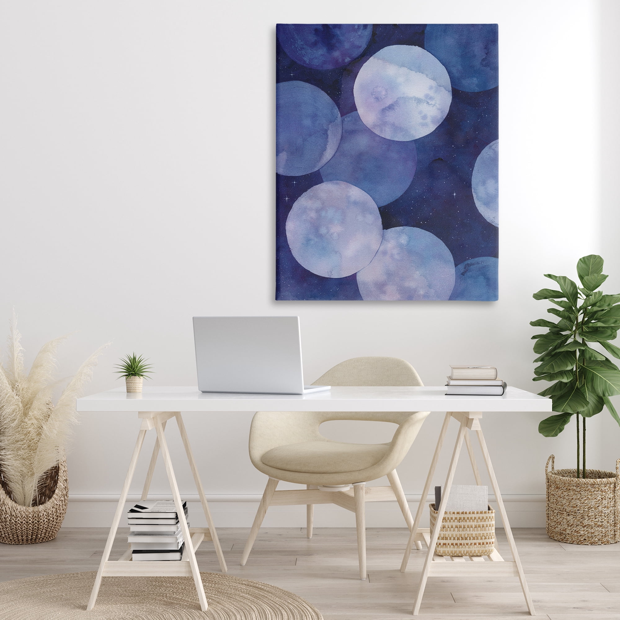 Stupell Industries Layered Circles in Space Abstract Painting Gallery Wrapped Canvas Art Print Wall Art, 36 x 48