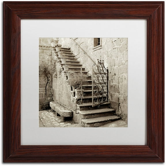 Trademark Fine Art "Umbria Scala I" Canvas Art by Alan Blaustein, White Matte, Wood Frame