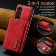 thumbnail image 4 of Back Wallet Case for Samsung Galaxy Z Fold 4, Detachable Card Slots Holder Kickstand Magnetic Closure Cover with Premium PU Leather Soft Silicone Shockproof Drop Resistant Protective Case,Red, 4 of 11