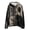 Gray, variant on Women's Plus Halloween Stitched Face Print Hoodie, Color Block Long Sleeve Pullover with Kangaroo Pocket S-5XL, Red