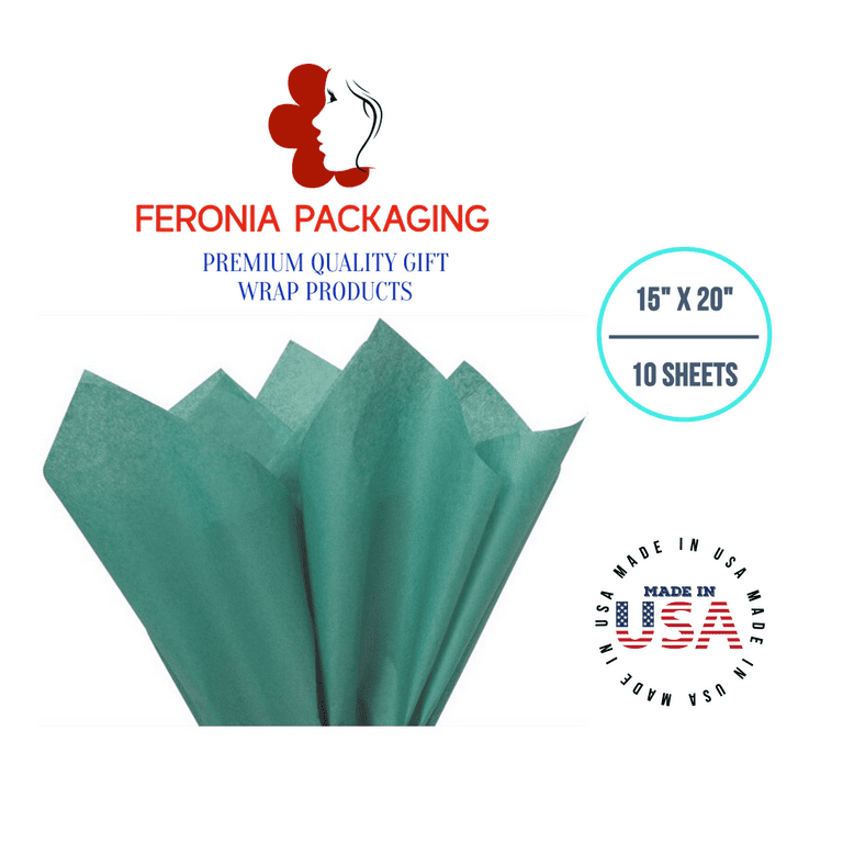 Teal Tissue Paper Squares, Bulk 10 Sheets, Premium Gift Wrap and Art Supplies for Birthdays, Holidays, or Presents by Feronia Packaging, Large 15