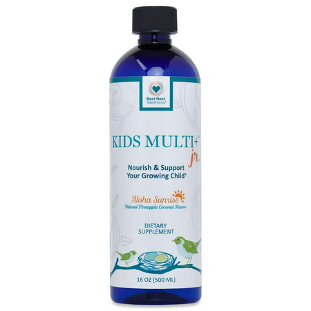 Best Nest Kids Liquid Multivitamin | Methylfolate (Folic Acid), Methylcobalamin, 100% Natural Whole Food Organic Blend, Digestive Enzymes, Liquid Multi Vitamins, 16 oz Bottle, Best Nest