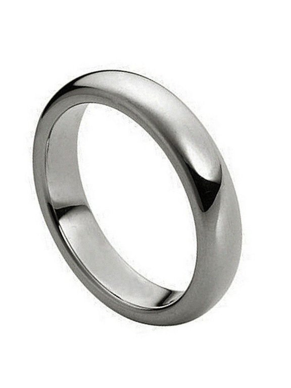 Custom Personalized Engraving Wedding Band Ring Set for Him & Her - 4mm Polished Shiny Domed Ring