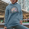 thumbnail image 2 of Distressed Teacher Is a Work of Heart - Retro Butterfly & Flowers Art Merch Gift, Light Blue Hooded Sweatshirt or Hoodie, 2XL, 2 of 5