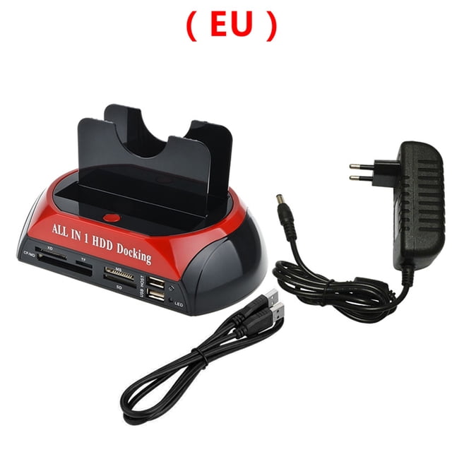 Estación de acoplamiento HDD USB 2.0 Lector de tarjetas de disco duro Hub 2.5 3.5 Adaptador de base SATA IDE, enchufe de la UE Yuarrent EL002051-02B