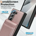 thumbnail image 6 of Compatible with Samsung Galaxy Z Fold7 Wallet Phone Case,Built-in Tempered Glass Screen Protector,With Card Holder,Back Flip Kickstand,PU Leather Shockproof Rugged Phone Case,Rosegold, 6 of 7