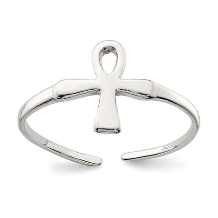 Auriga 925 Sterling Silver Ankh (Egyptian Cross) Toe Ring for Women
