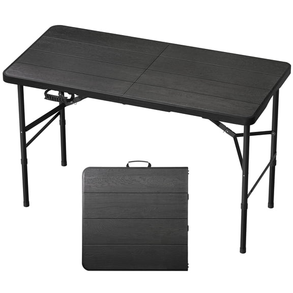 4FT Folding Table Wood Grain Tabletop