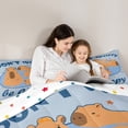 thumbnail image 4 of Homewish Be Cappy 7pcs Bedding Comforter Set,Cartoon Animal Capybara Queen Bedding Sets,Blue Brown Queen Sheet Sets For Boys Kids,Super Cozy Room Decor Reversible, 4 of 8