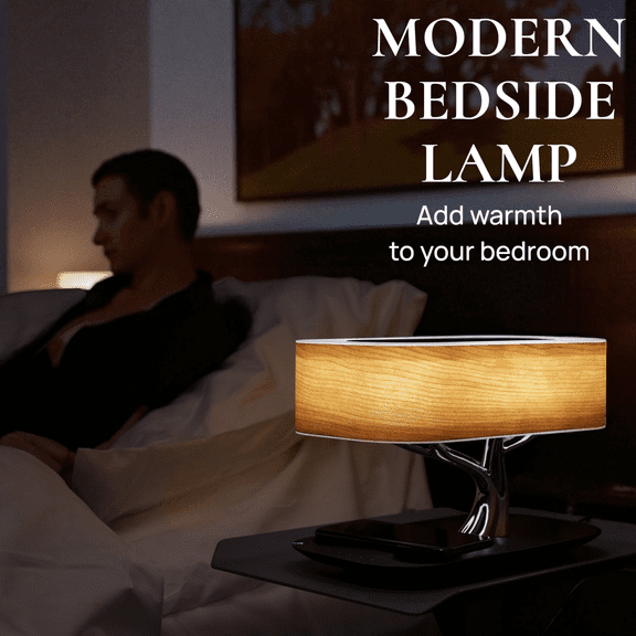 Tree Light 4-in-1 Bluetooth Speaker with Wireless Fast Charging, LED Touch Lamp, Music Sync Mode & TWS Stereo Pairing – Bluetooth 5.3 – Perfect for Bedroom, Living Room & Gifts