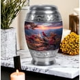 thumbnail image 7 of Cardinal Bird Cremation Urn For Adult Male And Female, 1 Large Blue Decorative Urns For Women, Sunset Funeral Urn For Mother, Grey Small Urns For Human Ashes Set Of 4, (10&3) Inch, 7 of 7