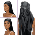 thumbnail image 2 of 100% Pure Mulberry Silk Head Scarf - 36" Square, 19 Momme, Women's Hair Wrap | Maintains Style, Reduces Frizz, Aids Growth - Black, 2 of 12