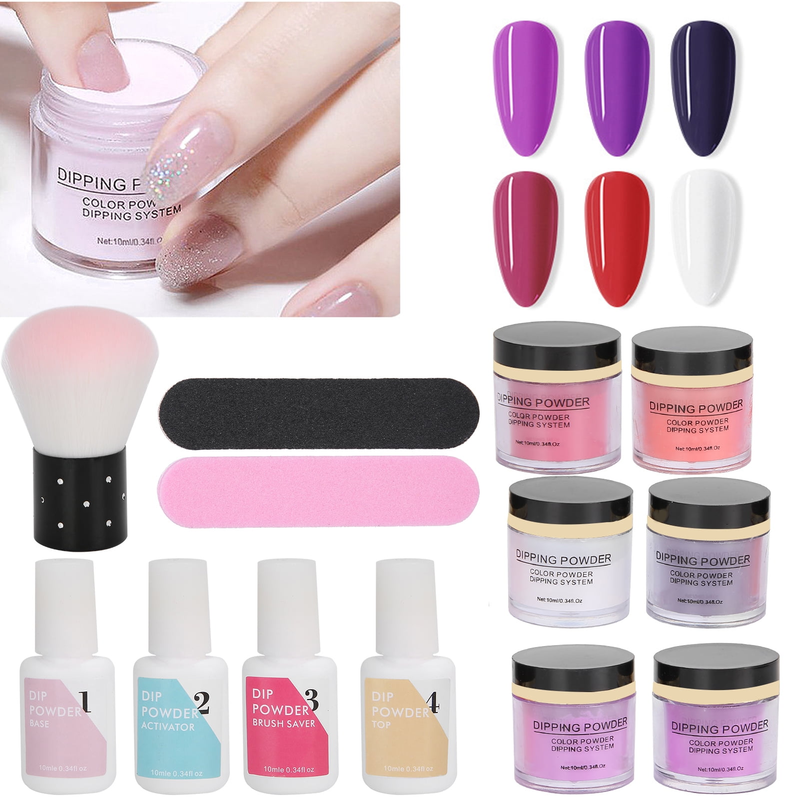 Nail Dipping Powder Set, Dip Powder Nail Starter Kit Dipping Powder Set Gel Liquid Essential Tools Set
