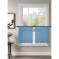 thumbnail image 2 of Sheer Curtains 54 Inch Length 2 Panels Set for Kitchen, Blue Burlap Texture Semi Sheer Curtains for Windows, Farmhouse Vintage Blue Voile Window Treatments Rod Pocket Curtain, 2 of 7