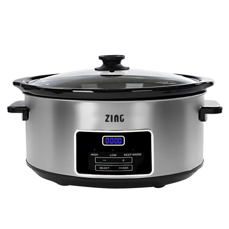 ZING 6Quart Digital Programmable Slow Cooker with Timer, Stainless