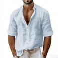 thumbnail image 2 of Yaoyar Mens Linen Shirts Casual Long Sleeve Hippie Yoga Tops Lightweight Summer Beach T-Shirt, 2 of 6