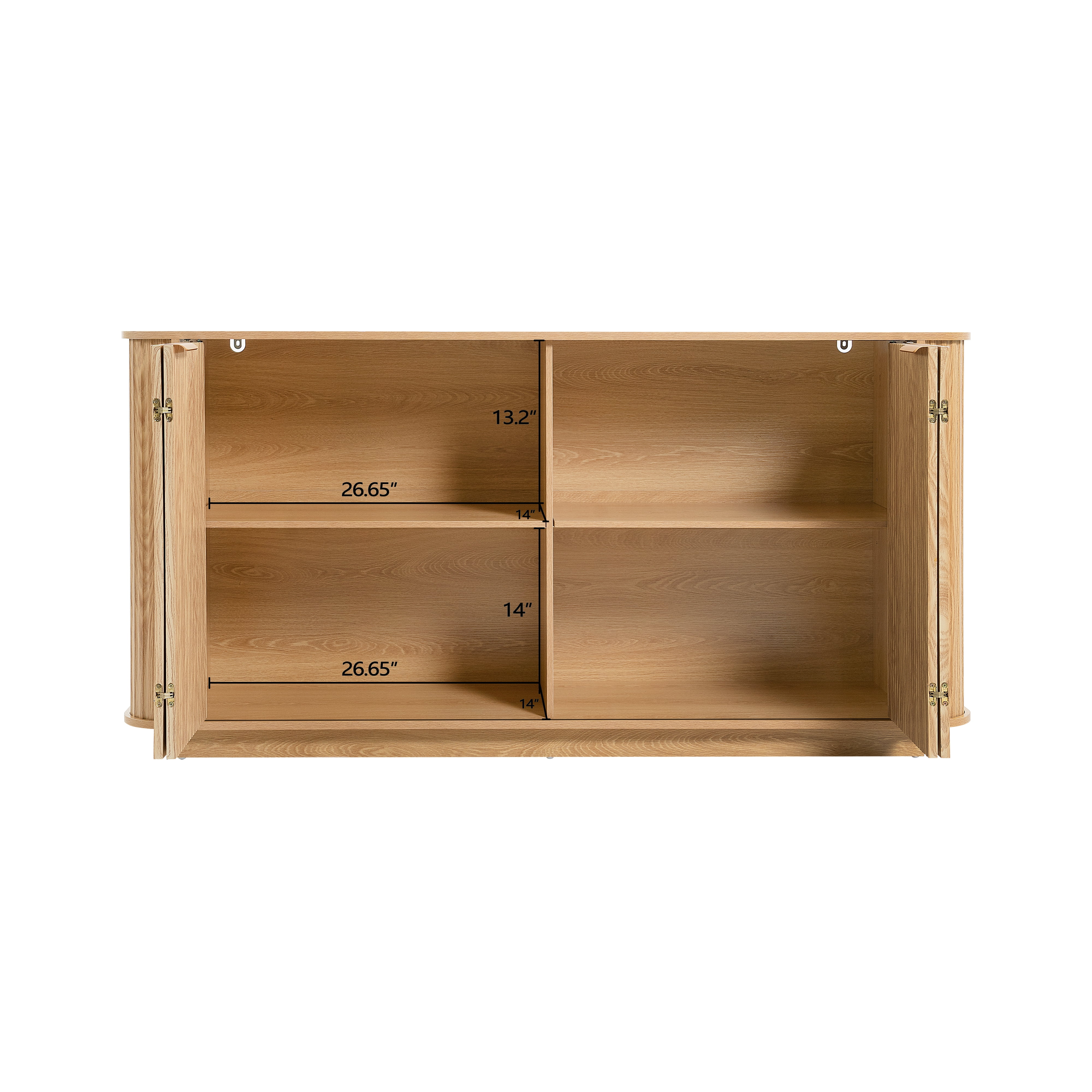 63" Wavy Storage Sideboard, Double-Door Buffet Cabinet with Adjustable Shelves, Suitable for Kitchen, Living Room, Hallway, Versatile Storage (Natural)