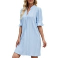 thumbnail image 5 of UVN Summer Dresses for Women Ruffle Short Sleeve Dress Casual V Neck T Shirt Dress, 5 of 10