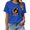 1-Blue, variant on UNISHE Women's Red Woodland Fox Graphic Short Sleeve T-Shirt Cotton Crewneck Top