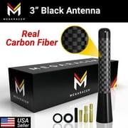 Mega Racer 3" Black Carbon Fiber Short Stubby Antenna, Universal Car Truck Antenna Replacement, 1 Pack
