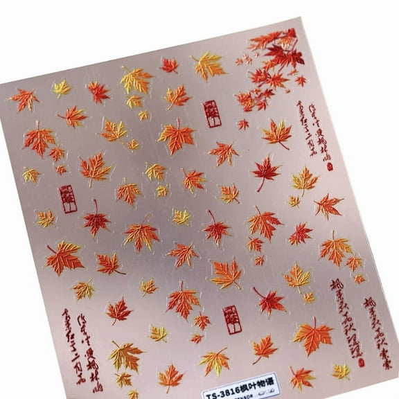 Maple Leaves Nails Art Stickers Shining Nail Decals Thanksgiving Nail Sticker Nails Art Decoration for Women and Girls