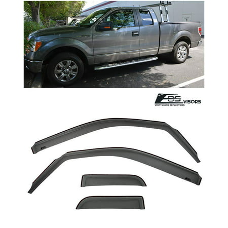 Extreme Online Store for 2004-2014 Ford F-150 Extended Cab | EOS Visors in-Channel Side Window Vents Rain Guard (Best Side Window Deflectors)
