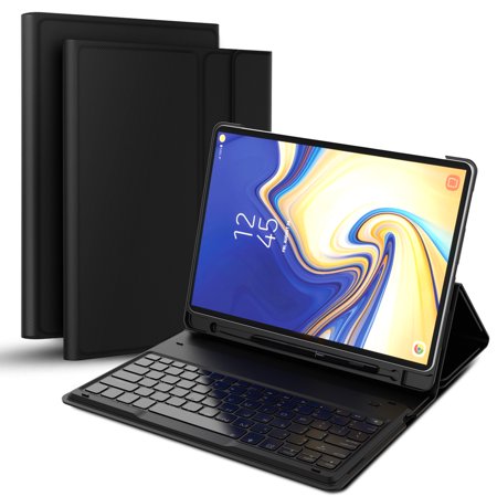 Keyboard For Tab 4 7 Inch Samsung Galaxy Tab S4 10.5 inch T830 Separable Tablet USA Bluetooth Keyboard Leather Case Unique Stripe Design with Pen Holder (Black) ()