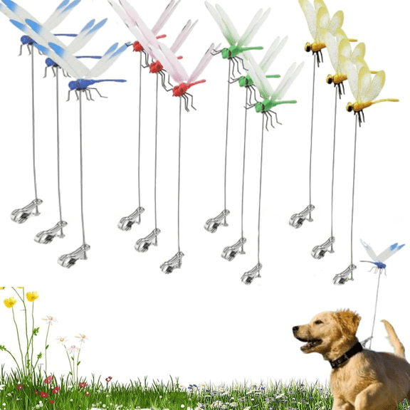 3-Pack Dragonfly Insect Repellent Clips – Fenull 3D Multicolor Garden Stake Decor, Fake Bug Ornaments for Outdoor Plants & Hats, Bird Deterrent Clips