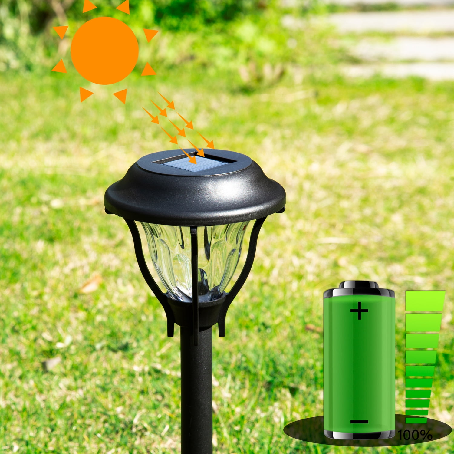 FKHouse Classic Solar Outdoor Garden Pathway LED Lights, 6 Pack
