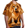 thumbnail image 2 of Pixel Dog Men's Short Sleeve Spread Collar Poplin Button Down Casual Printed Summer Beach Unisex Shirts, 2 of 6