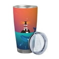 thumbnail image 2 of Logiee Lighthouse and Whale Print 20OZ Car Cup with Lid, Stainless Steel Vacuum Insulated Double Wall Travel Tumbler, Durable Insulated Coffee Mug,Thermal Cup with Straw-Straw Three-piece Set, 2 of 8