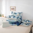 thumbnail image 5 of Feelyou Grey Blue Marble Bedding Comforter Set 7pcs, Chic Gold Honeycomb Abstract Queen Bedding Sets, Teens Adult Girls Women Reversible Queen Sheet Sets, Luxury Bedroom Decor, 5 of 7