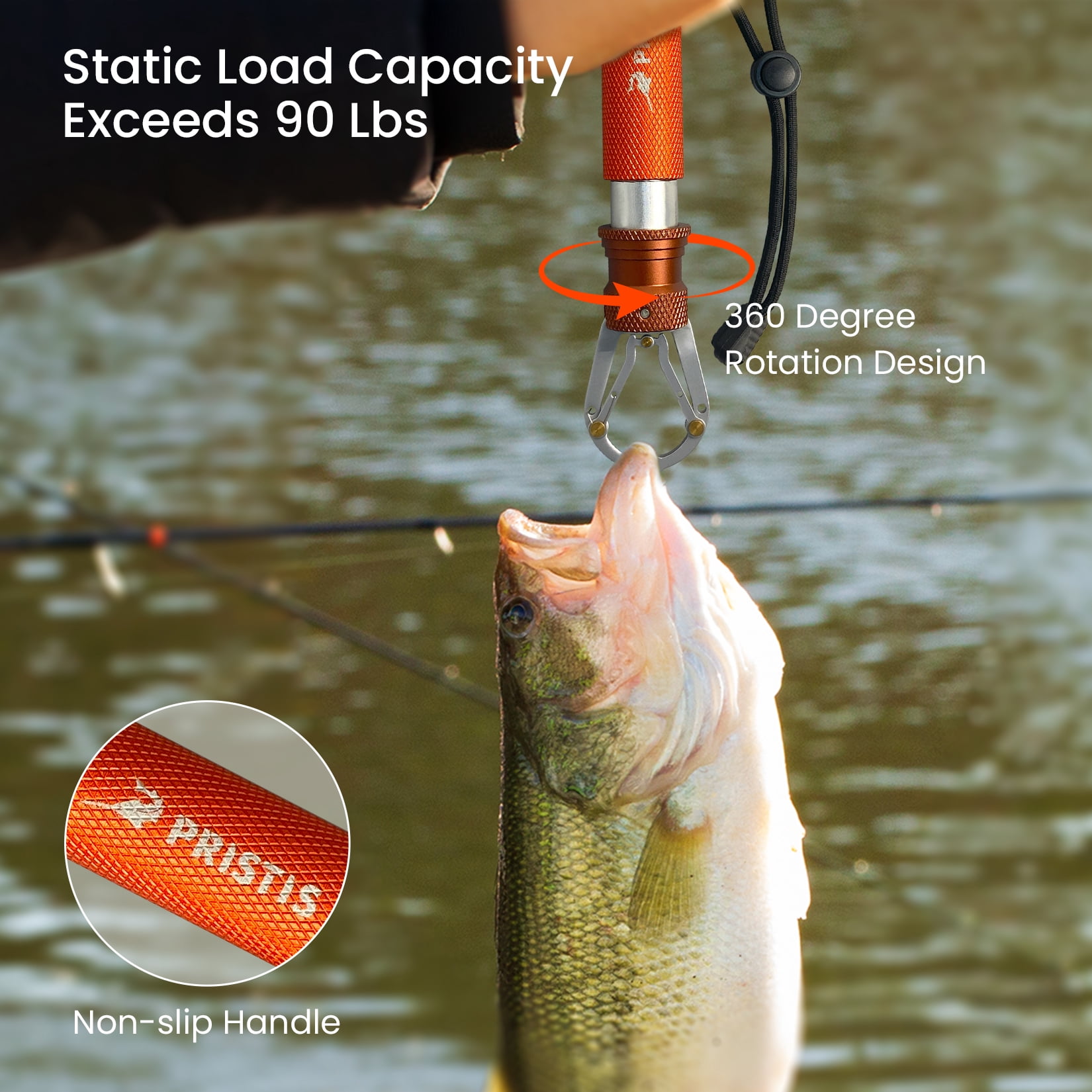 Pristis Metal Fish Lip Gripper, Stainless Steel Fishing Grabber for Freshwater Saltwater