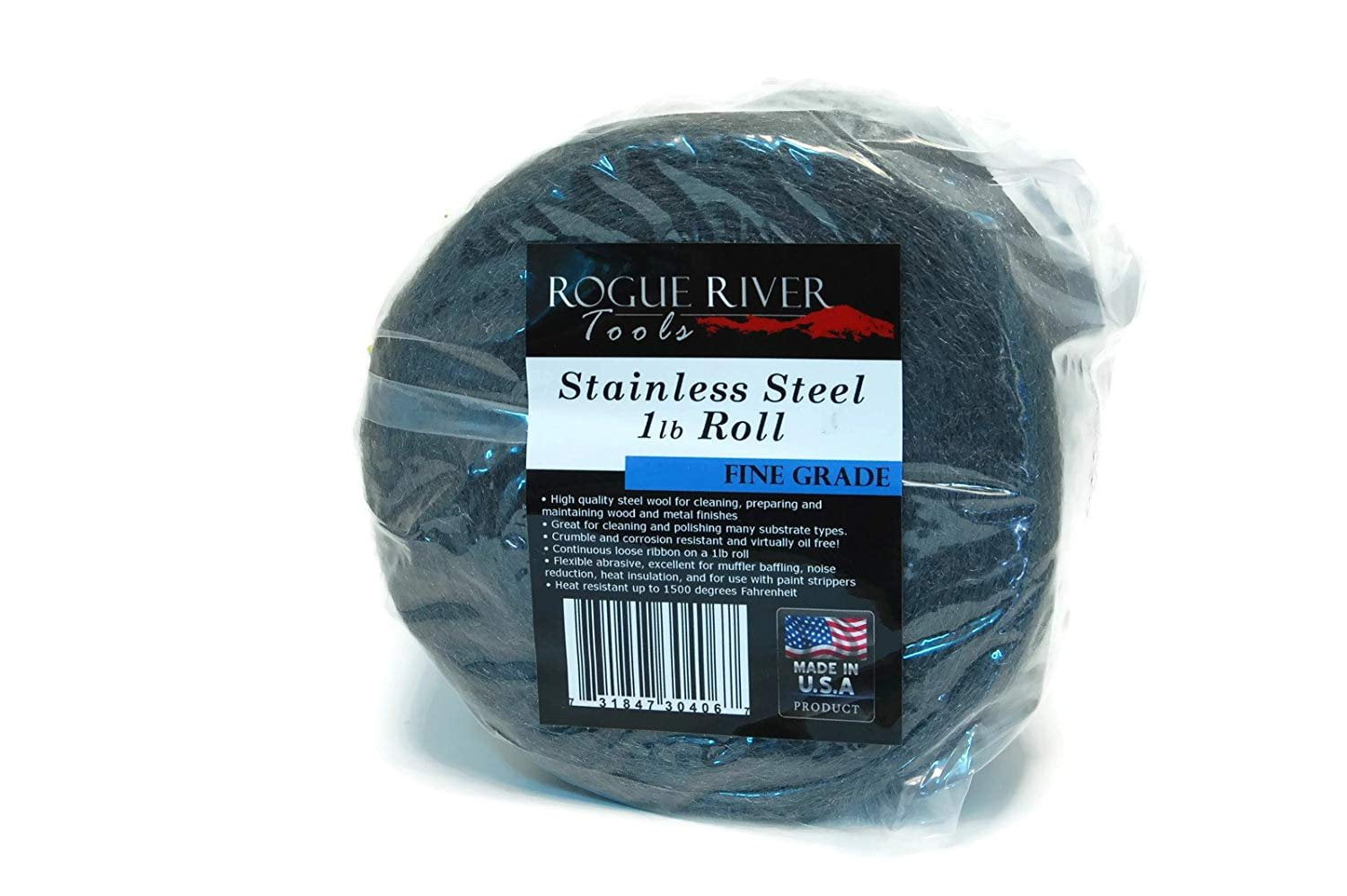 434 Stainless Steel Wool 1lb Roll/Reel by Rogue River Tools. FINE Grade! Made in USA, Oil