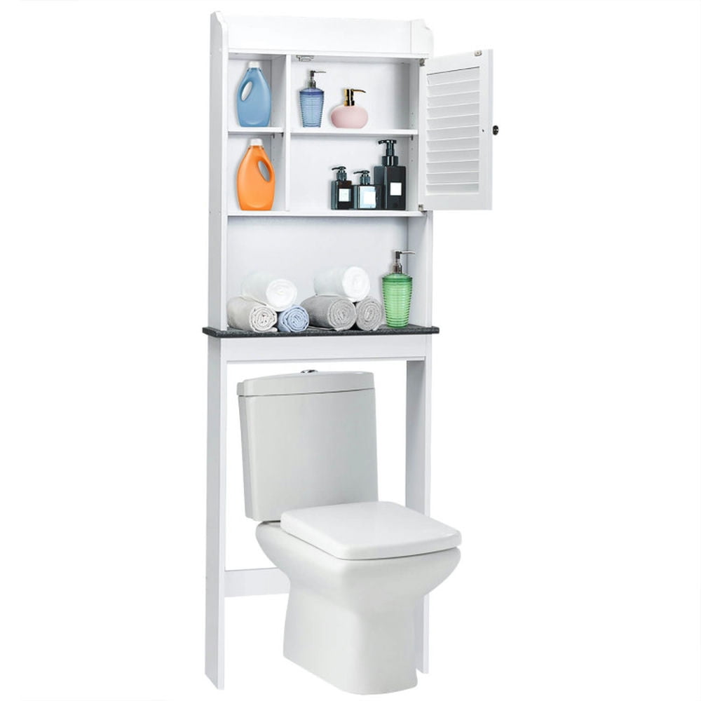 Finihen Toilet Storage Cabinet, Bathroom Cabinet Organizer, 3-Tier Bathroom Over-the-toilet Storage Cabinet with Adjustable Shelves, for Bathroom, White