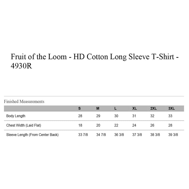 Fruit of the Loom HD Cotton Adult Long Sleeve T-Shirt oz
