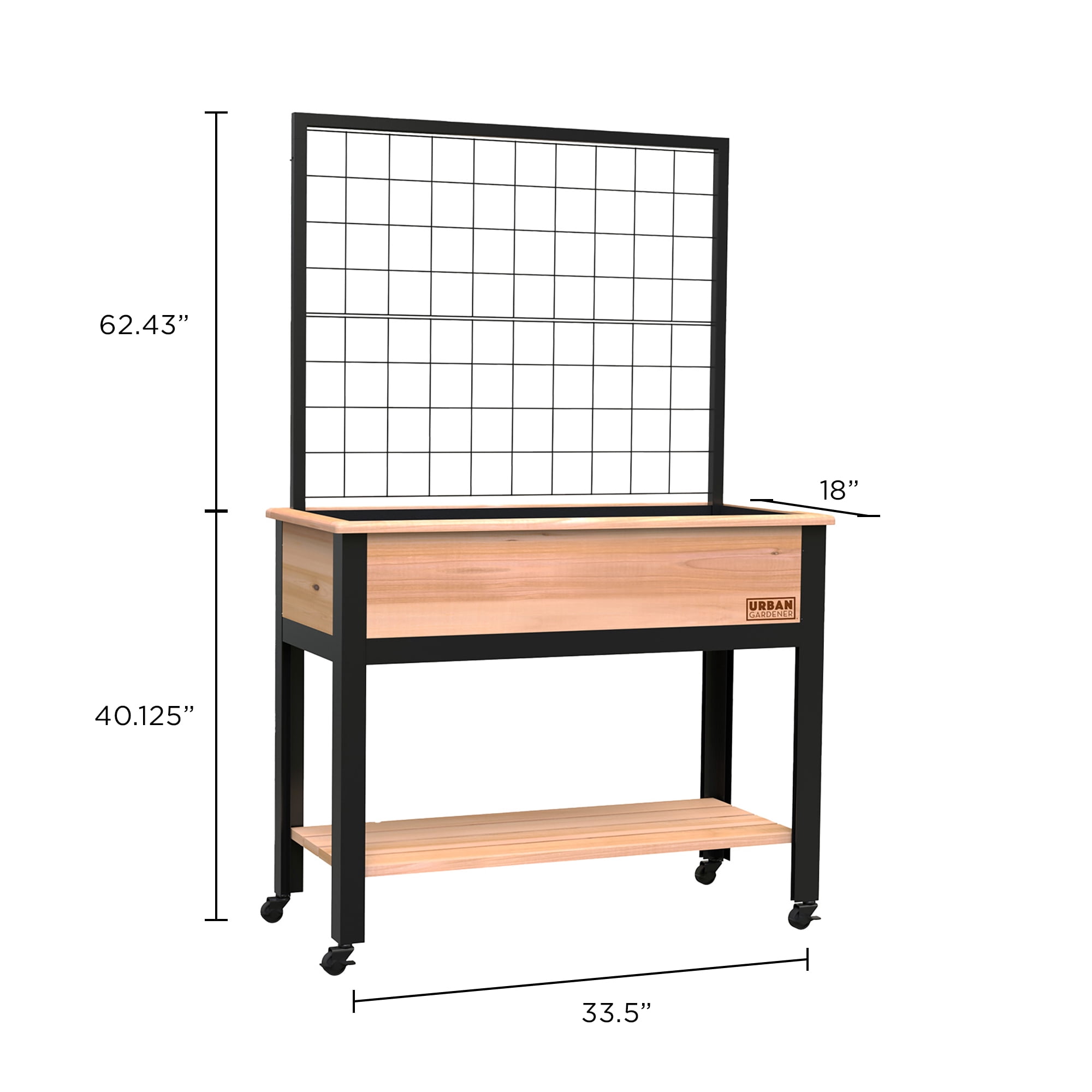 Panacea Cedar Elevated Garden Planter with Trellis, Outdoor Raised Bed Planter