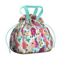 Pioneer Flower Floral Print Pattern Drawstring Lunch Bag Women - Drawstring Lunch Bag Insulated for Work Office - Stain-Resistant Large Lunchbags for Women with Multi-Pockets