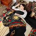 thumbnail image 5 of Manfei African Tribal Aztec King Bedding, Black Girl King Bed in a Bag, Black Red Teal Gold, Black Reversible 7 Pieces, 5 of 6