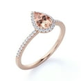 thumbnail image 3 of JeenMata 1.25 ct Pear Shaped Lab Created Morganite with Moissanite Halo Engagement Ring in 18K Rose Gold over Silver, 3 of 6