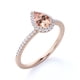 thumbnail image 3 of JeenMata Anillo de Compromiso de 1,25 Uds con Morganita en Forma de Pera Creada en Laboratorio y Halo de Moissanita en Oro Rosa de 18 K sobre Plata, 3 of 6
