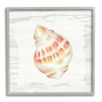 Stupell Industries Pink Rustic Seashell Animals & Insects Painting Gray Framed Art Print Wall Art, 17 x 17
