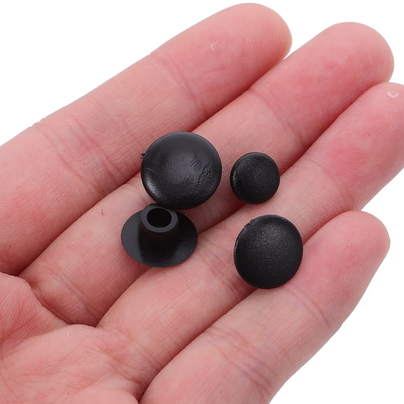 OUNONA 200Pcs Black Plastic Furniture Hole Plugs Round Screw Cover Caps for DIY Projects