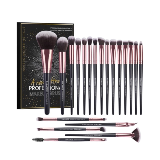 Brochas De Maquillaje Kit 20 Pcs Para Maquillaje Profesional Modelo Negro