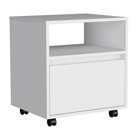 Nmkwnr 1 Drawer Beside Table with1 Shelf, Nightstand for Home, Bedroom, White